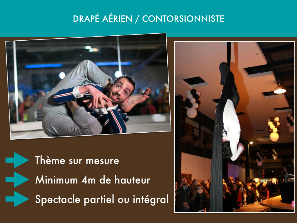 Drapé aérien, contorsionniste